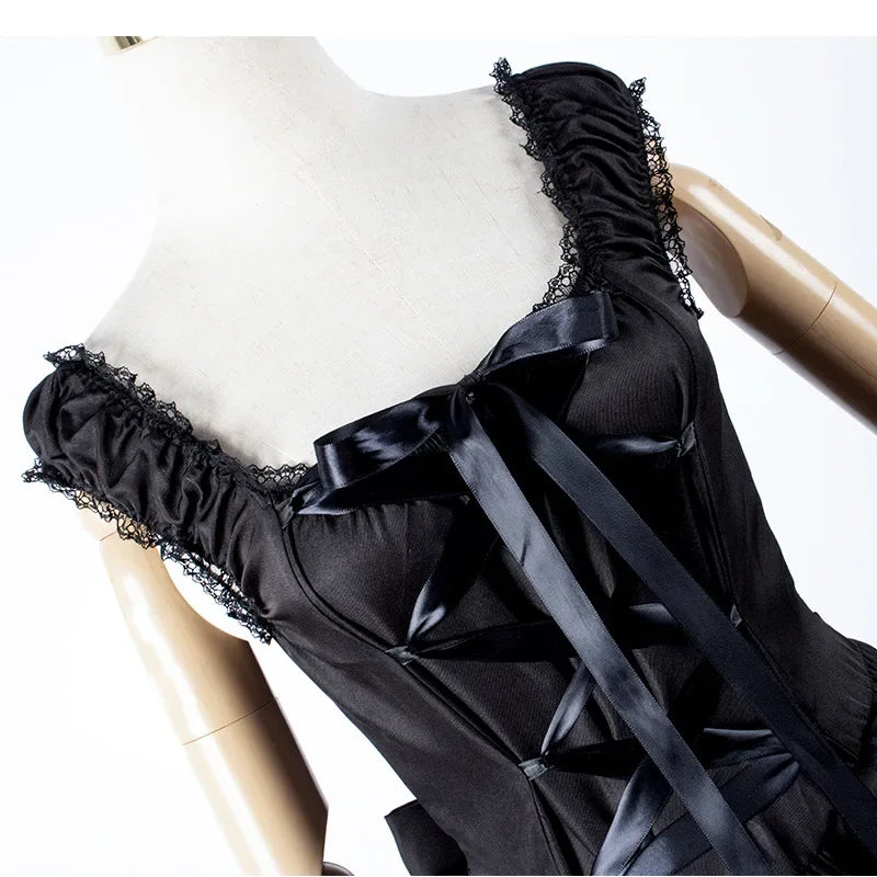 Victorian Black Gothic Lolita Costume Party Dress