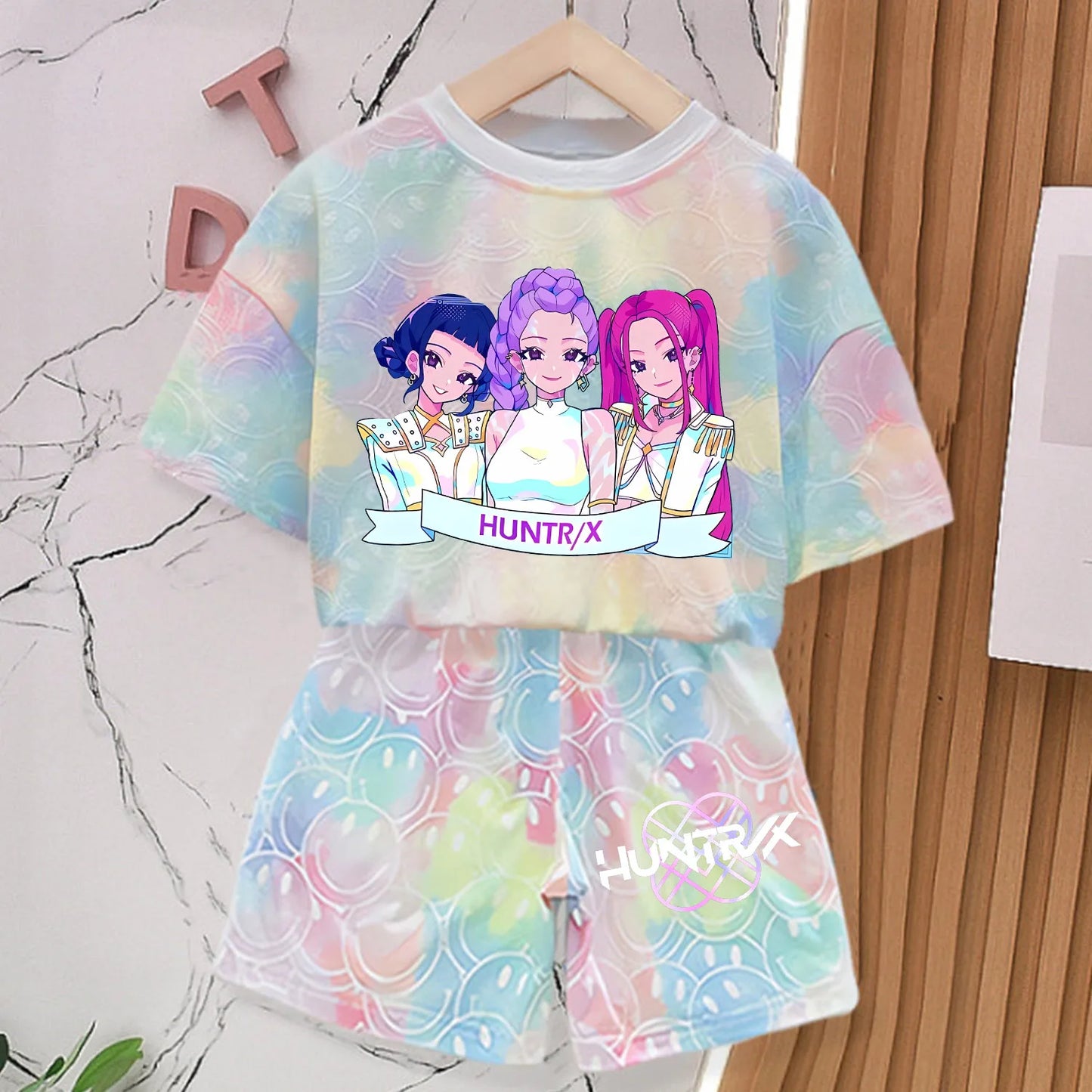 KPop Demon Hunters T-shirt Pants Shorts Set Outfit Pyjamas Huntrix Merch Clothes Gift
