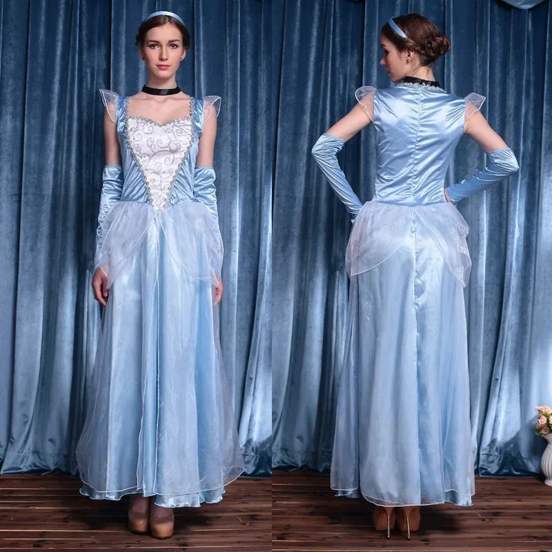Beautiful Blue Fairy Tale Princess Gown Cinderella Fancy Dress Ballgown Costume