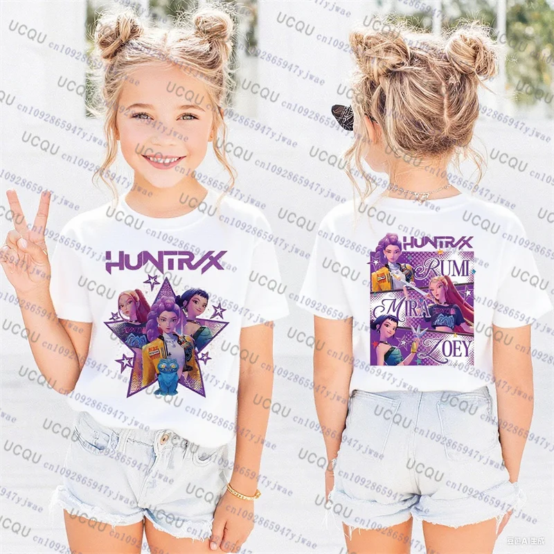 Kpop Demon Hunters Parent Child Short Sleeve T-shirt Matching Tees Huntrix K-pop