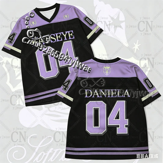 KPOP KATSEYE Unisex Football Jersey Black Purple Korean Pop T-shirt K-pop Clothes