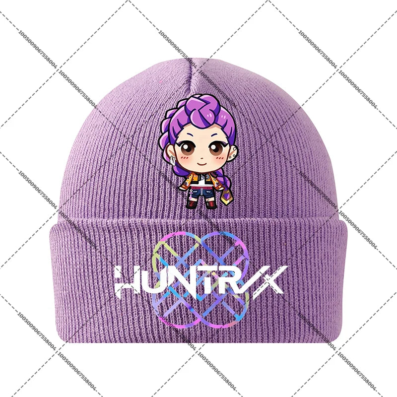 KPop Demon Hunters Huntrix Knit Cap Winter Beanie Knitted Hat Rumi Mira Zoey Merch Gifts