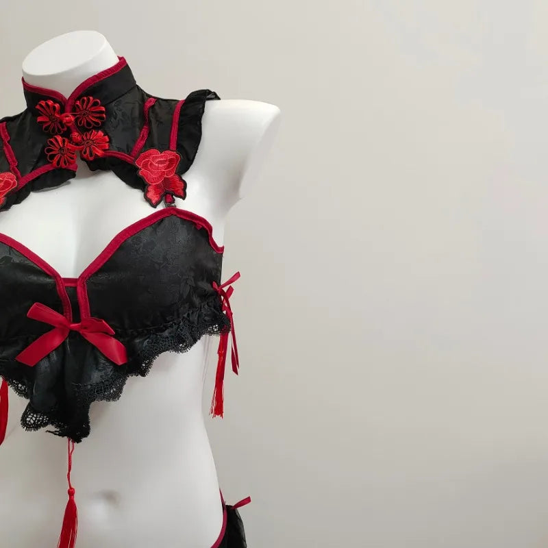 Gothic Vintage Cheongsam Lingerie Anime Vampire Demon Fancy Dress
