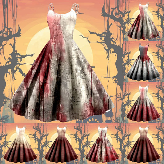 Gothic Bat Print 1950s Rockabilly Vintage Swing Dress