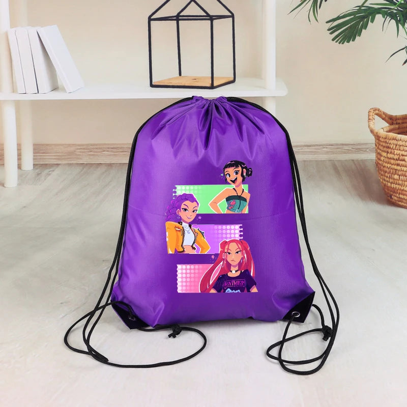 KPop Demon Hunters Kids Drawstring Bag Swimming Bag PE Kit Sports Huntrix School