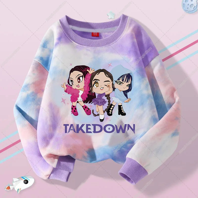 KPop Demon Hunters Sweater Hoodie Child Jumper Huntrix Saja Boys Top Clothes Gifts Merch