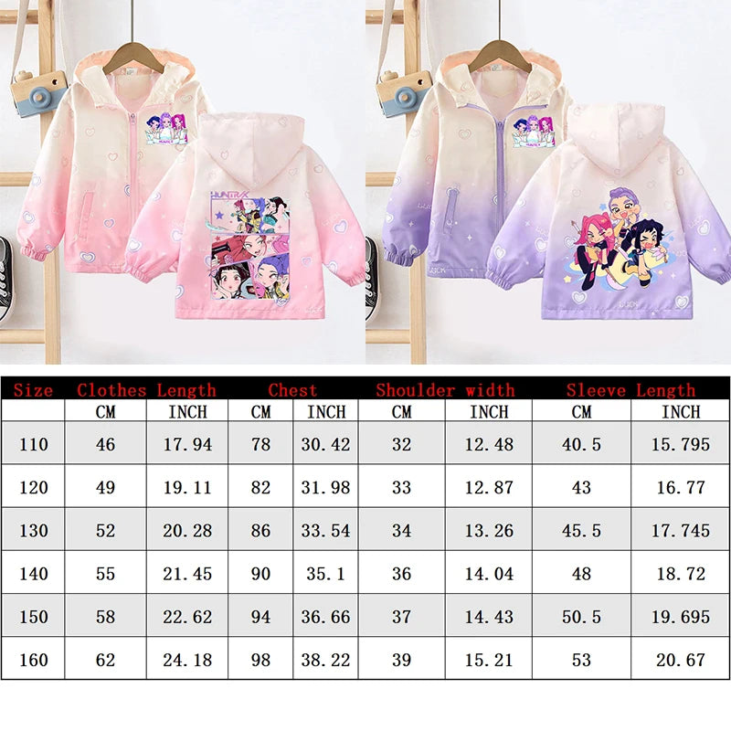 K-pop Demon Hunters Girls Waterproof Mac Coat Huntrix School Lightweight Jacket Raincoat