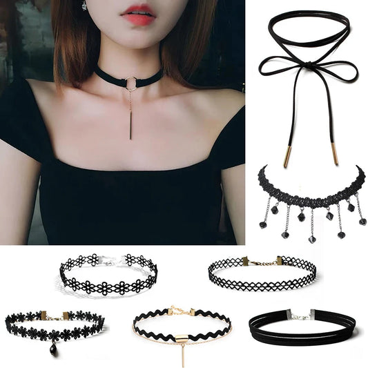 Goth Black Velvet Choker Necklaces Gothic Accessories