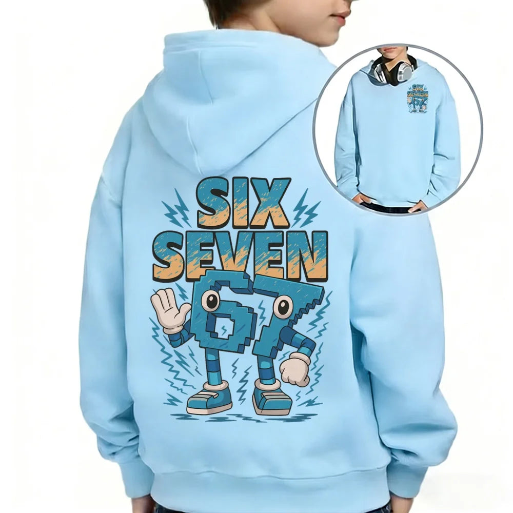 Steal a Brainrot Six Seven children's hoodie 67 trend Hooded Top Sweatshirt 6 7