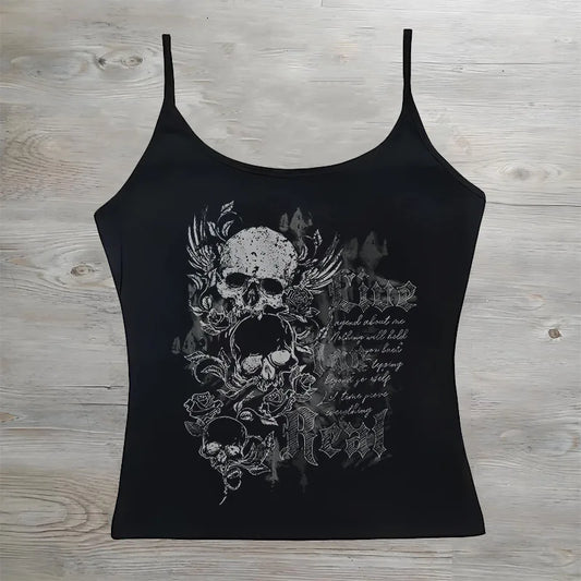 Black Gothic Grunge Tank top 90s Emo Vintage Goth Vest Top TShirt