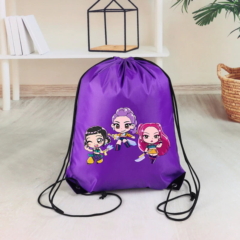 KPop Demon Hunters Kids Drawstring Bag Swimming Bag PE Kit Sports Huntrix School