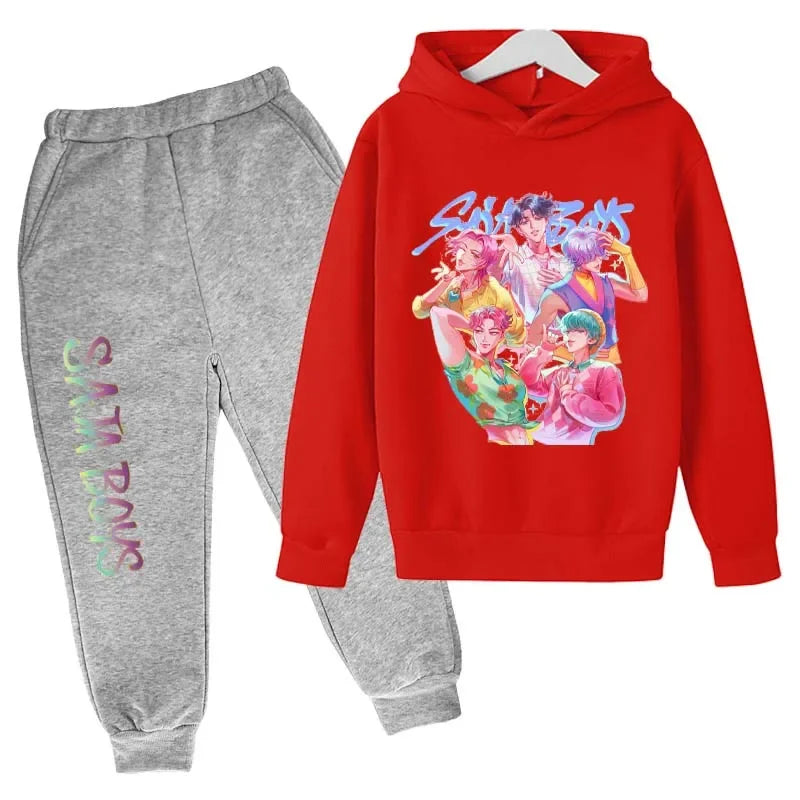 SAJA BOYS Children's Clothing KPop Demon Hunters Tracksuit Joggers Top Jumper K-Pop Merch