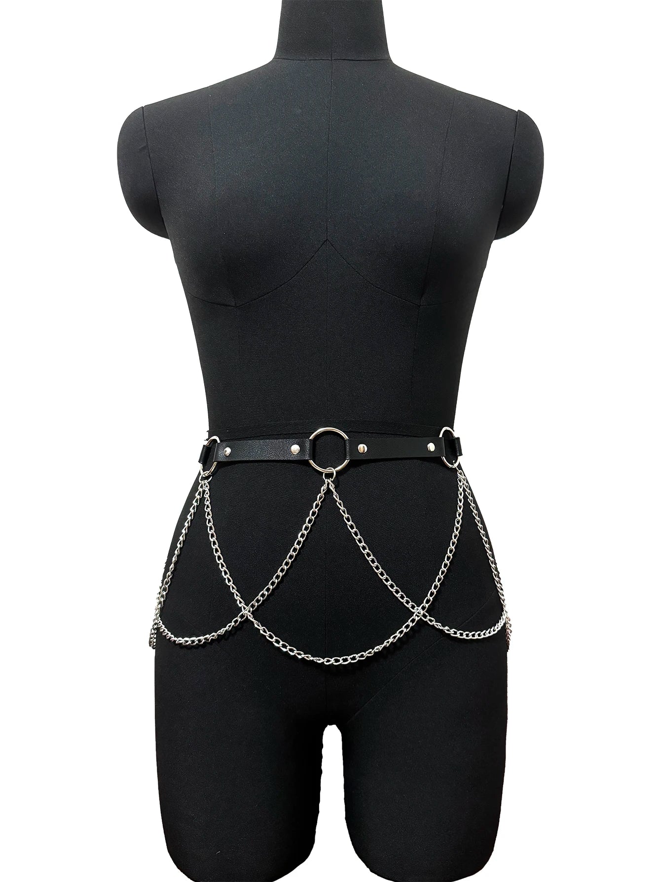 Women Sexy Leather Harness Chain Waist Belt