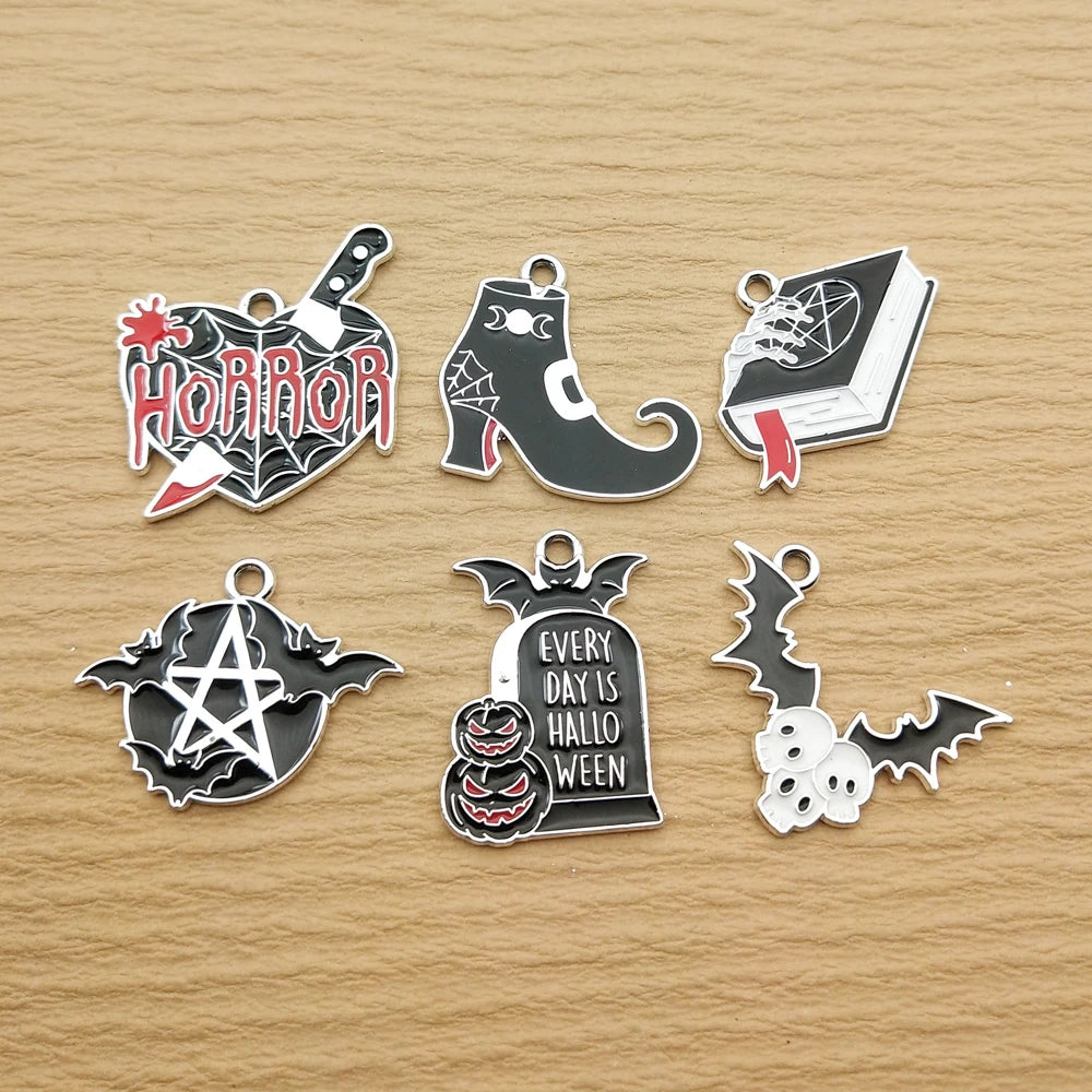 10pcs Halloween Horror Character Charm for Jewelry Making Enamel Necklace Pendant Diy Accessories Alloy Metal
