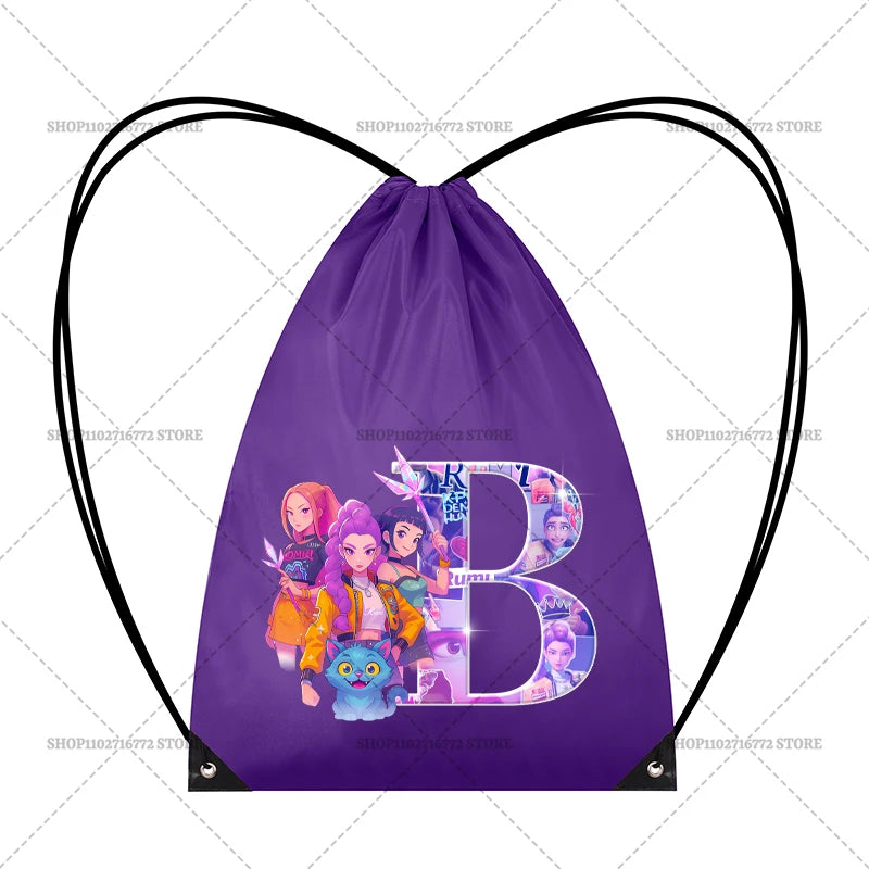 KPop Demon Hunters Merch Personalised Initial Backpack Book Sports PE Kit Swim Bag School Rumi Mira Zoey Huntrix Gift