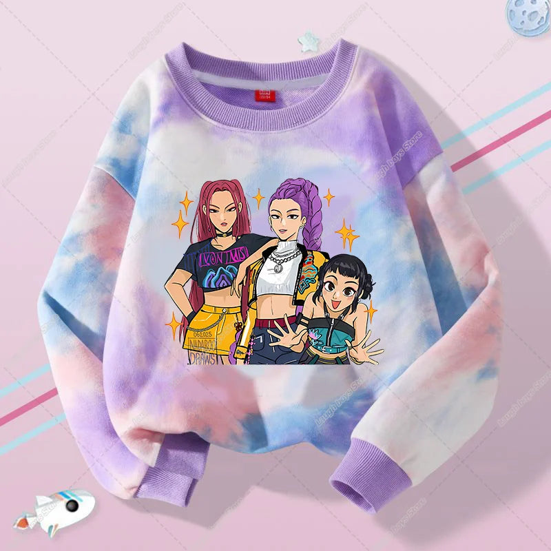 KPop Demon Hunters Sweater Hoodie Child Jumper Huntrix Saja Boys Top Clothes Gifts Merch