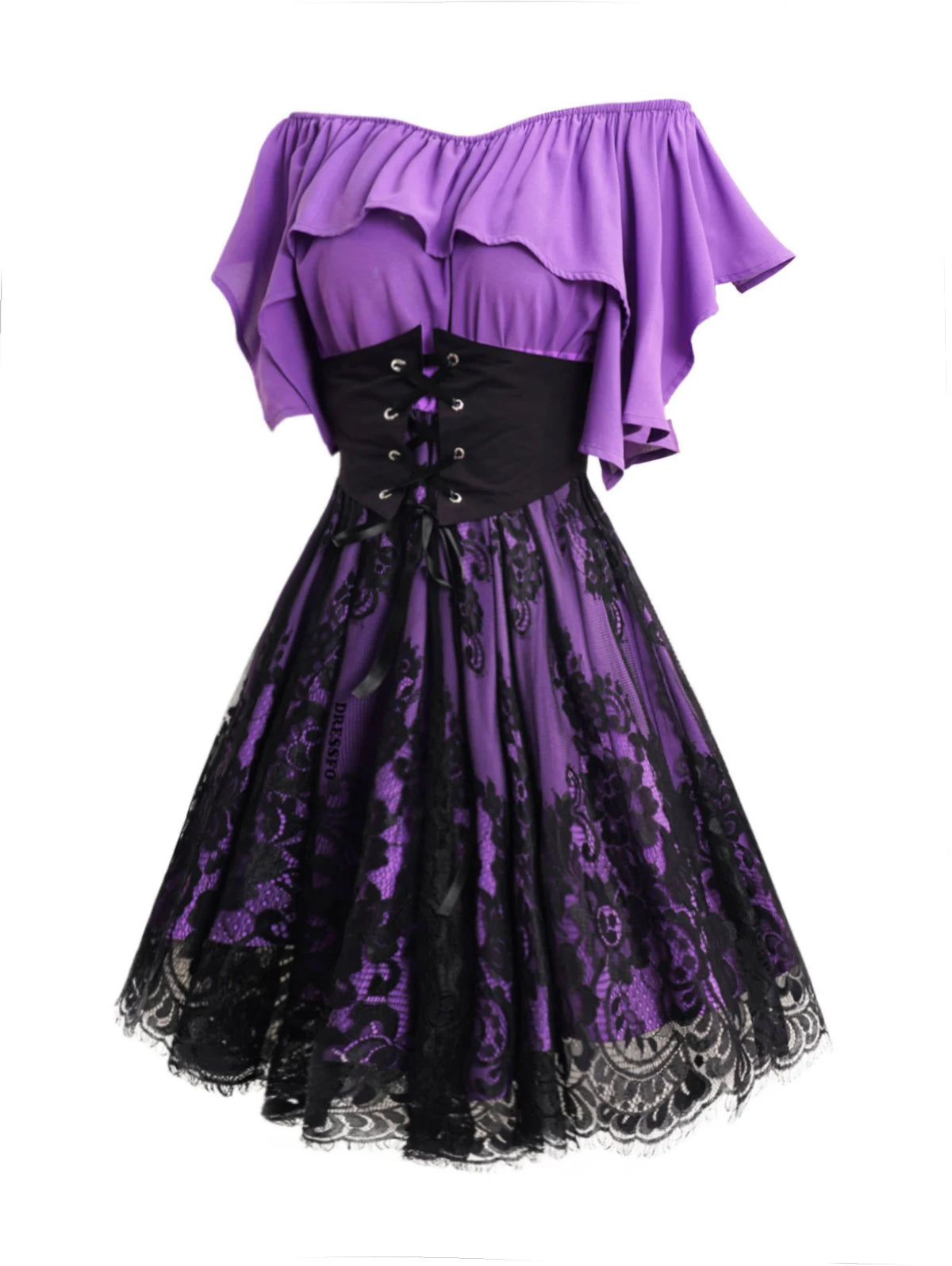 Sexy Wench Gothic Lace Purple Dress Pirate Maid Costume