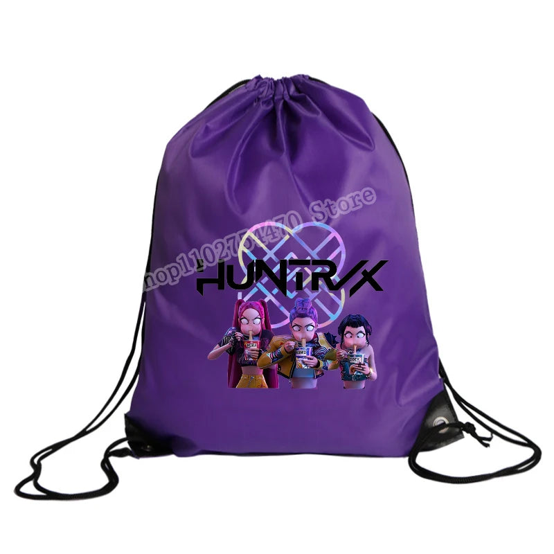KPop Demon Hunters Merch Drawstring Swim PE Kit Sports Book Shoulder School Bag Waterproof