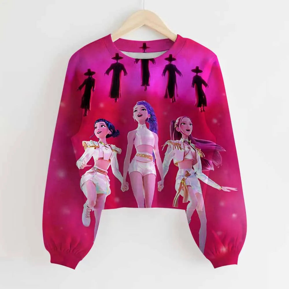 KPop Demon Hunters Huntrix Long Sleeved Top Jumper Sweater Clothes Merch Gifts Rumi Mira Zoey