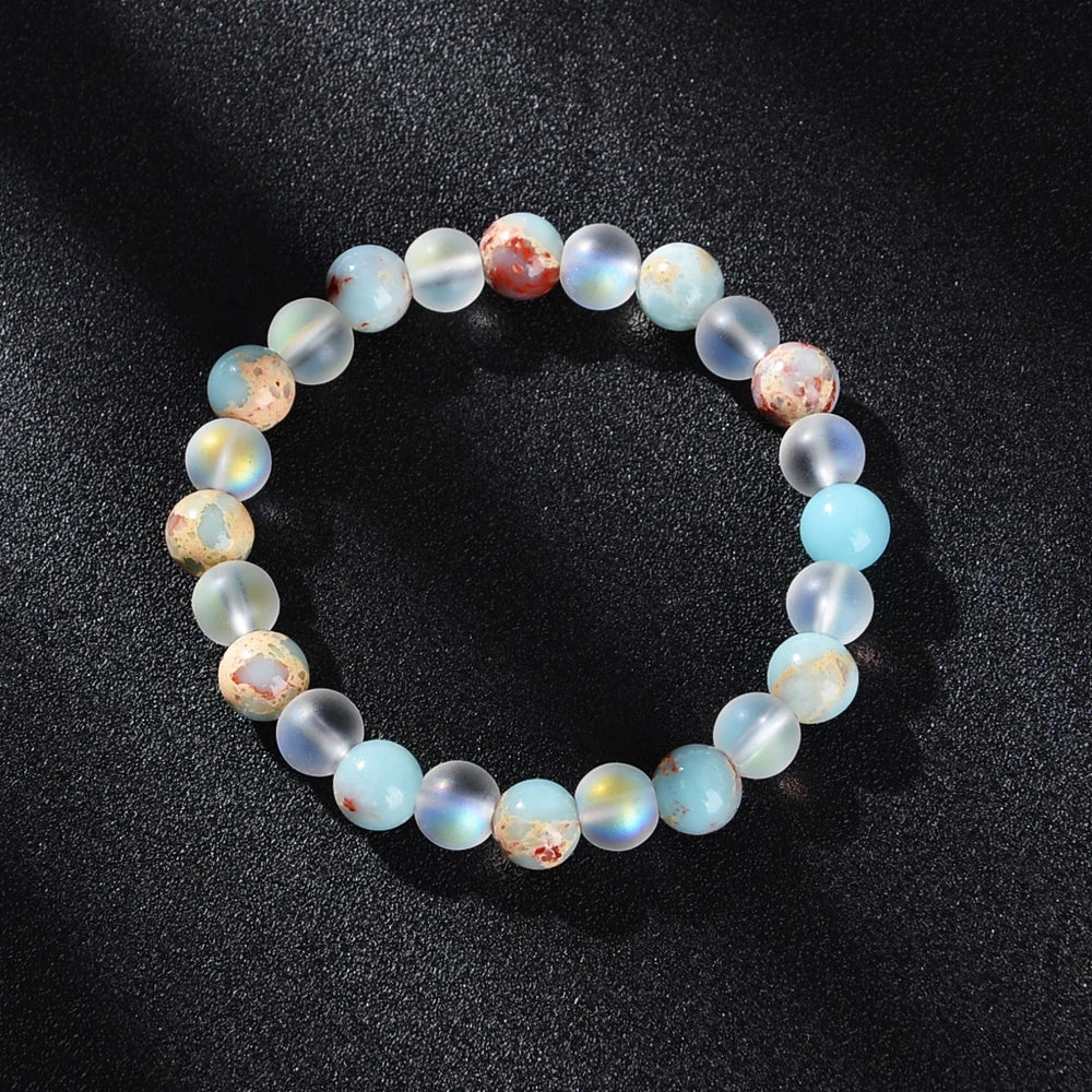 Aura Quartz Beaded Bracelet Homeopathic Crystal Jewelry Health Healing Energy