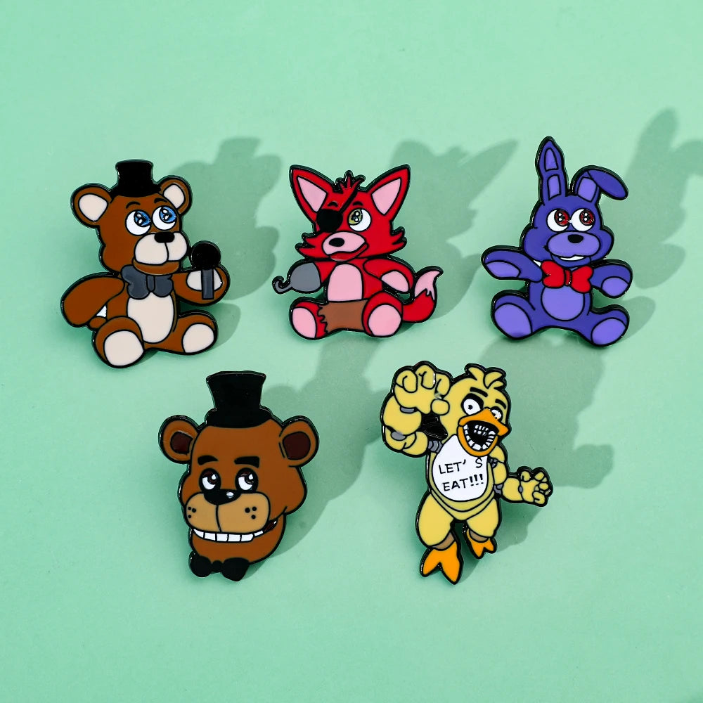 FNAF Brooch Five Night's At Freddy Enamel Pins Foxy Bonnie Animal Brooch