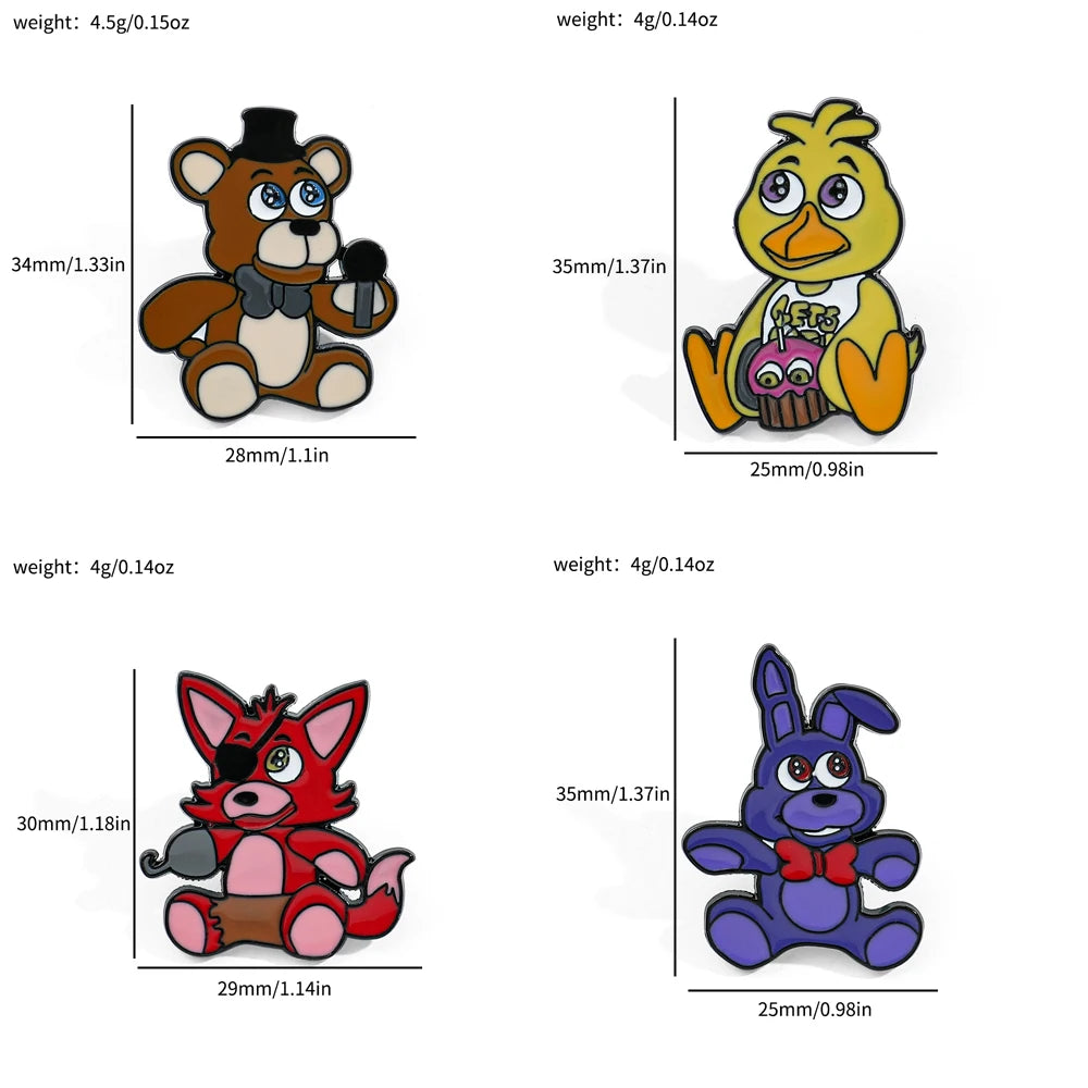 FNAF Brooch Five Night's At Freddy Enamel Pins Foxy Bonnie Animal Brooch