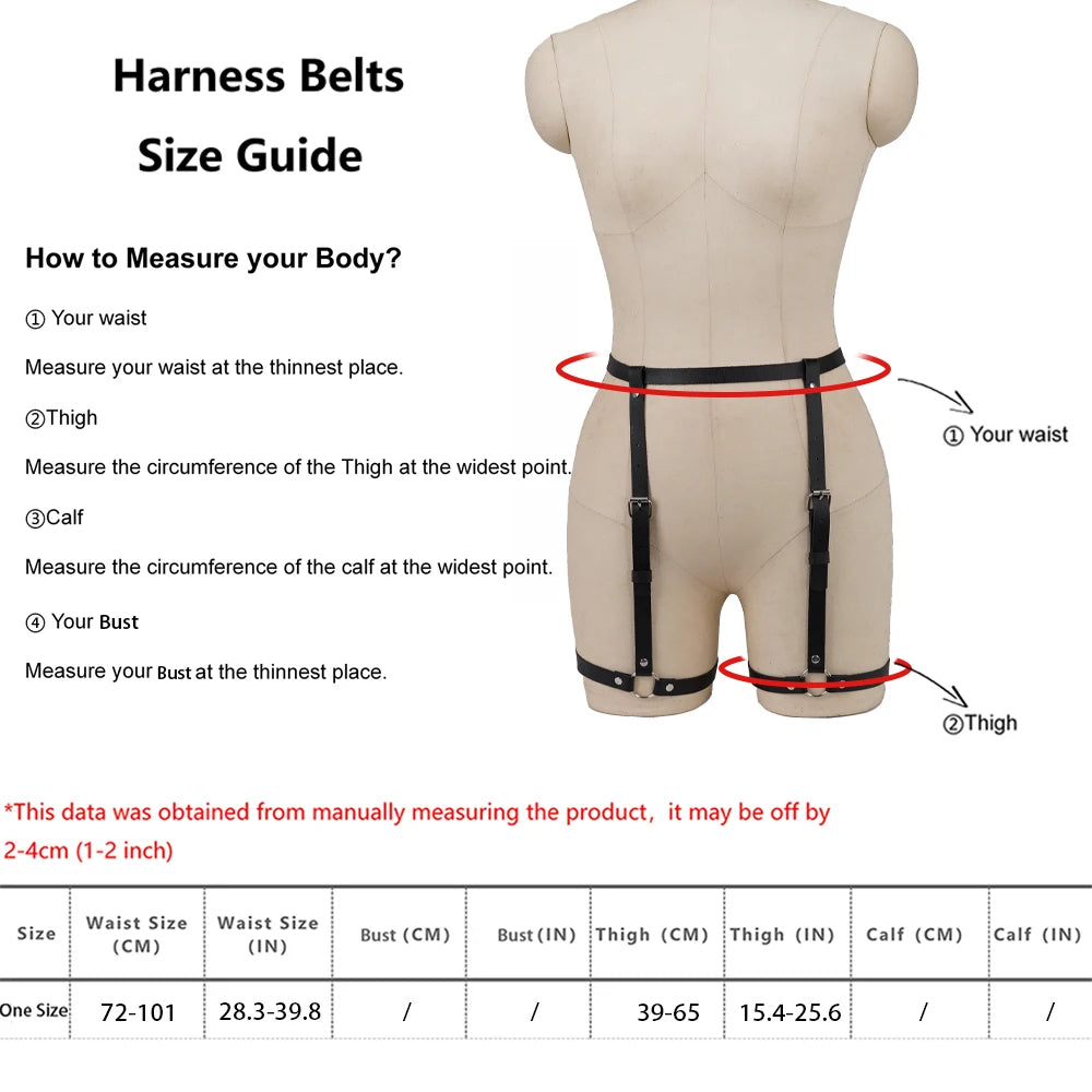 Women Fashion Harness Leg Harness Pu Leather Adjustable Studded Thigh Garter Belt Gothic Bondage lingerie