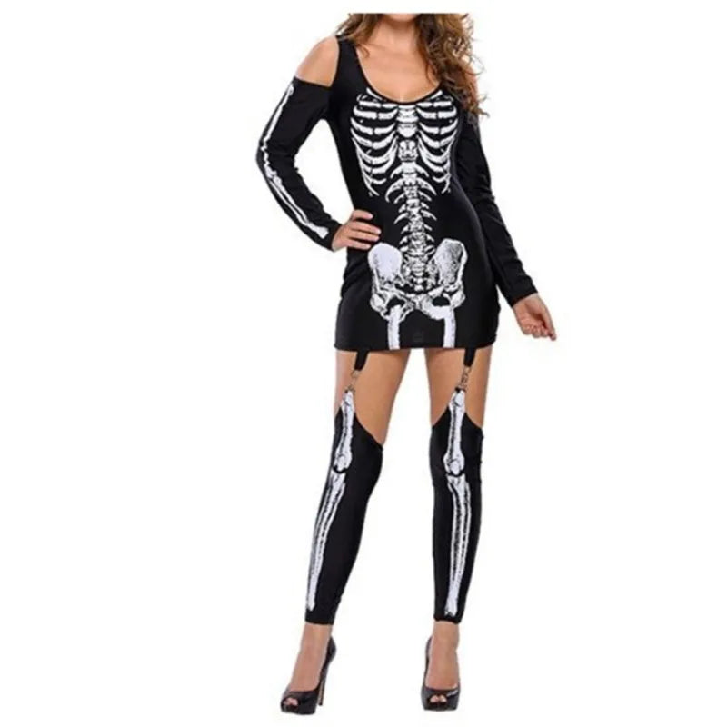 Sexy Skeleton Clubwear Halloween Fancy Dress Costume