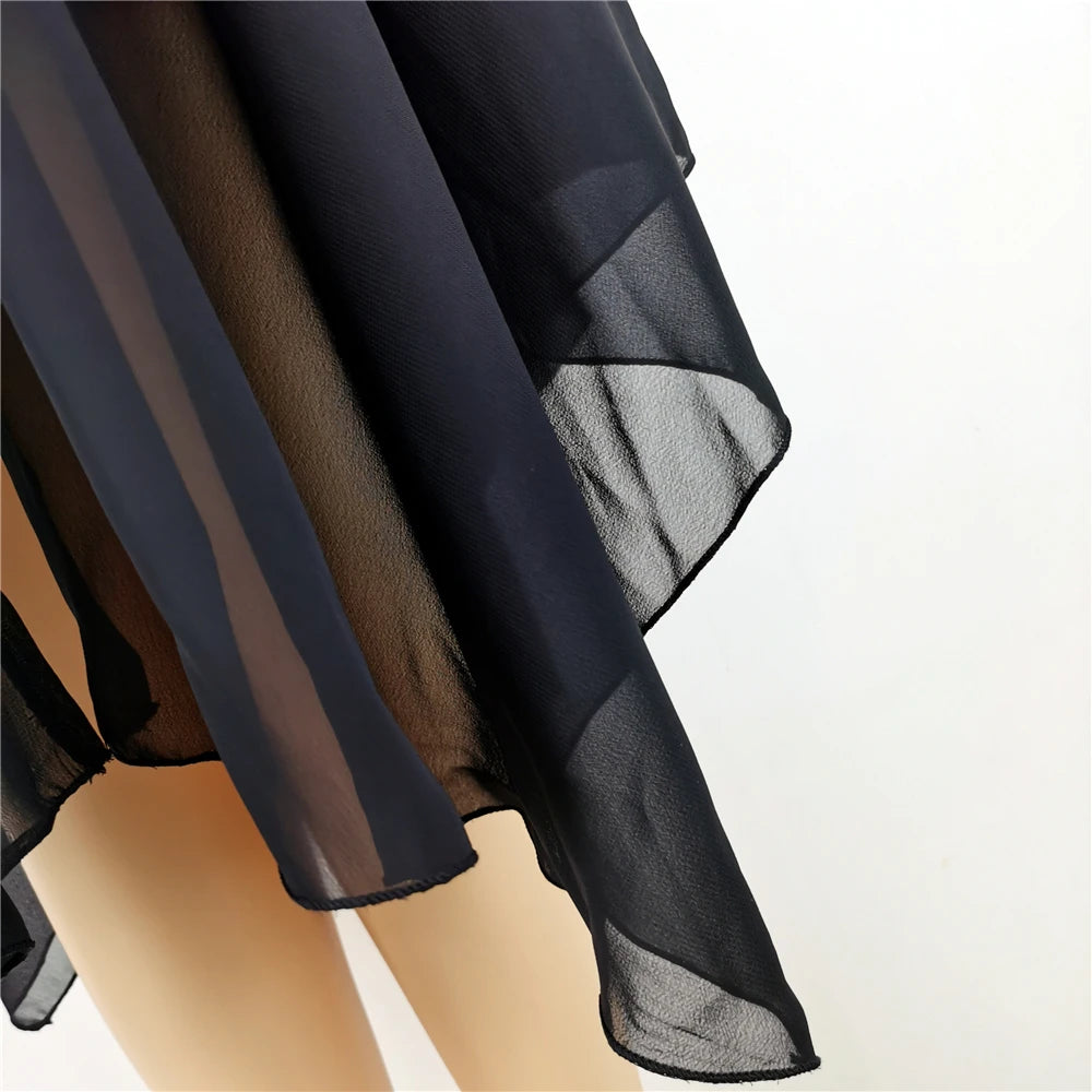 Gothic Black Net Pentagram Midi Long Layered Skirt