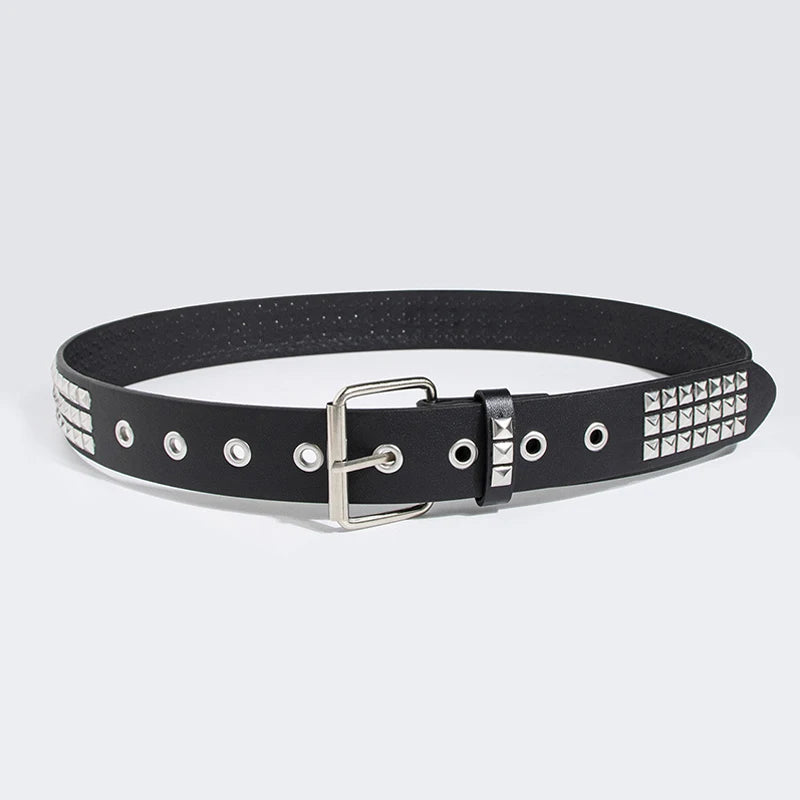 Punk Emo Belt Unisex Fashion Jeans Goth Retro Pu Leather Metal Studded Waist Belt