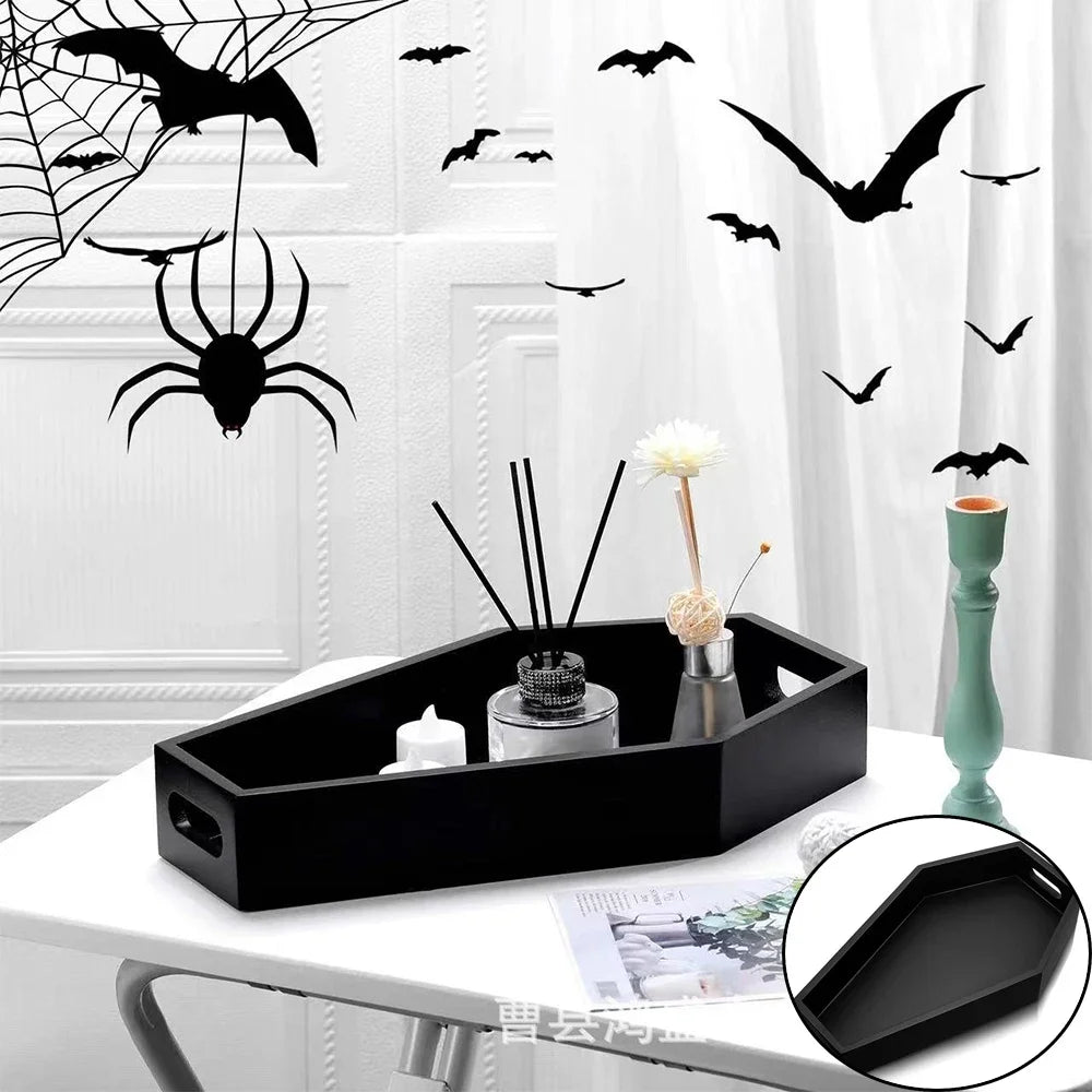 Black Gothic Goth Coffin Shaped Home Decor Cosmetics Storage Box Tray