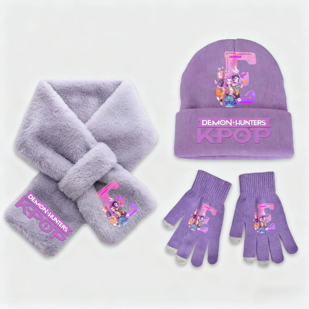 K-Pop Demon Hunters 3Pcs Hat Gloves Scarf Set Huntrix Personalised