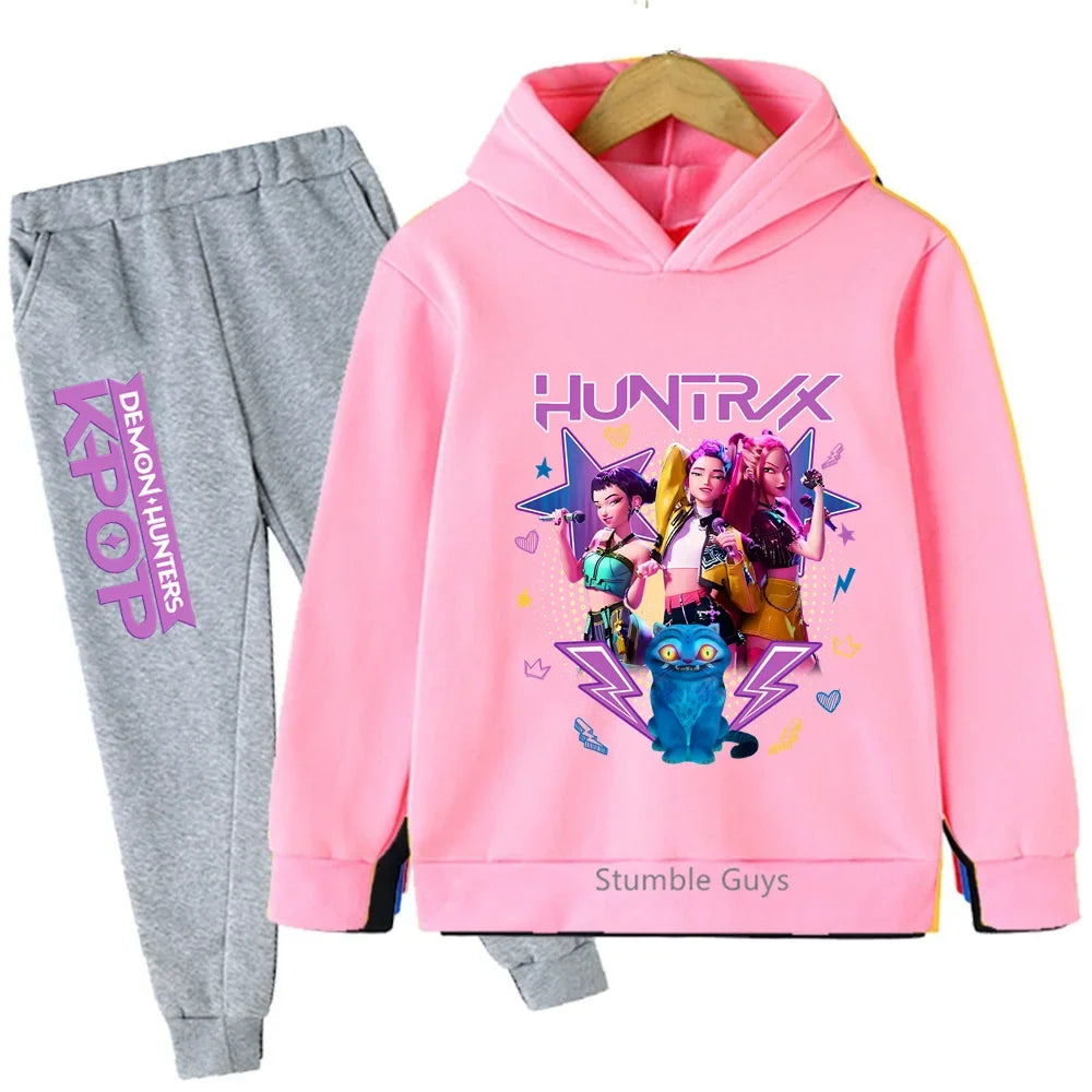 Kpop Demon Hunters Hoodie Set Huntrix Sweatshirts Tracksuit Joggers K-pop Clothes Merch