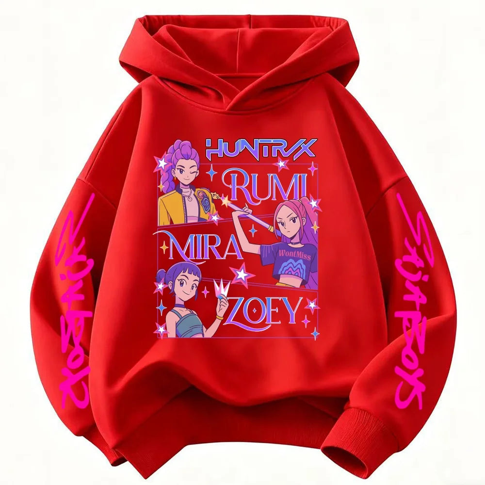 K-pop Huntrix Children's Hoodie Hooded Sweatshirt Kpop Demon Hunters Jumper Clothes