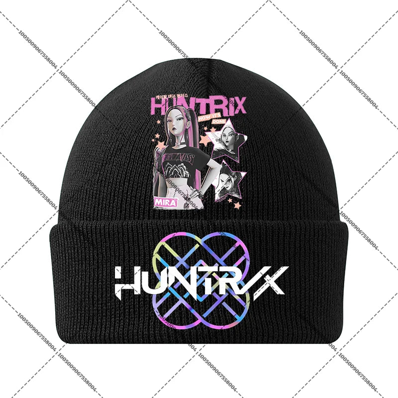 KPop Demon Hunters Huntrix Knit Cap Winter Beanie Knitted Hat Rumi Mira Zoey Merch Gifts