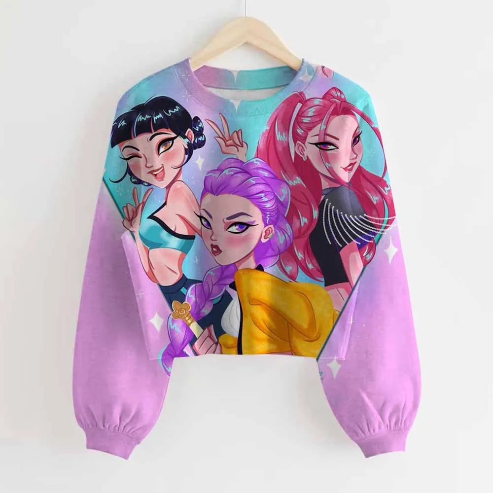 KPop Demon Hunters Huntrix Long Sleeved Top Jumper Sweater Clothes Merch Gifts Rumi Mira Zoey