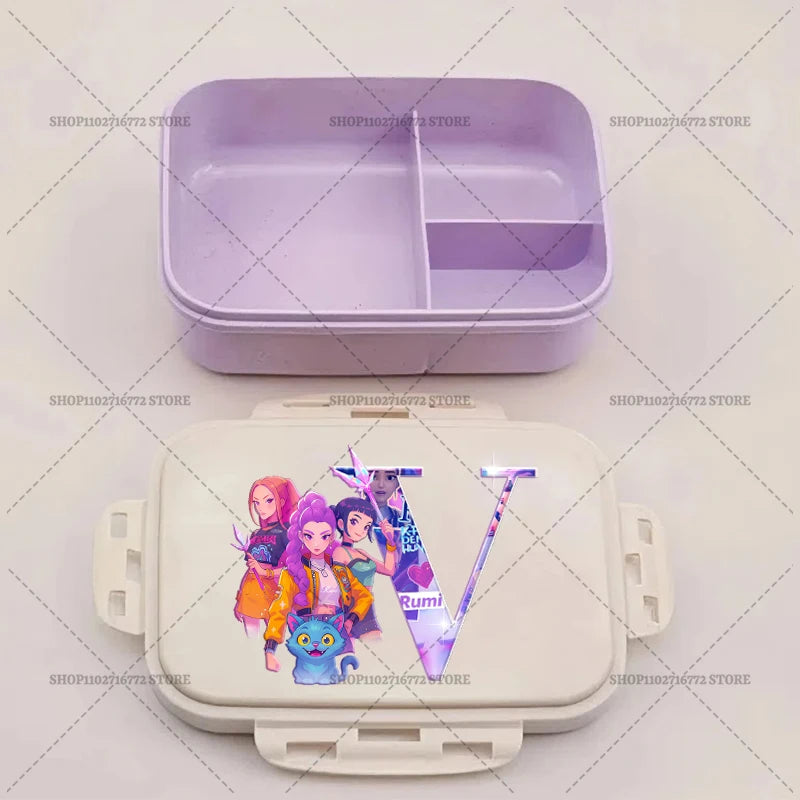 Kpop Demon Hunters Lunch Box Huntrix Food Containers Kids School Picnic Lunchbox Merch Gifts
