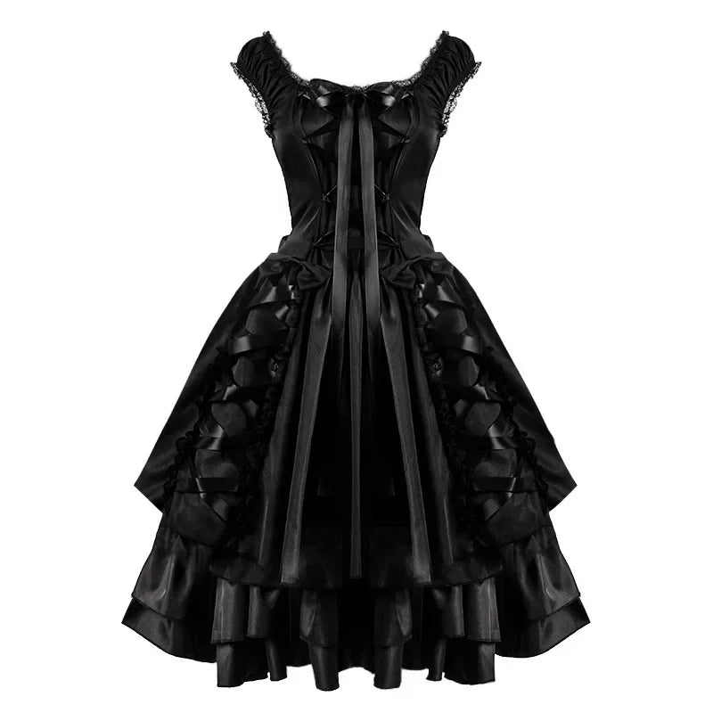Victorian Black Gothic Lolita Costume Party Dress