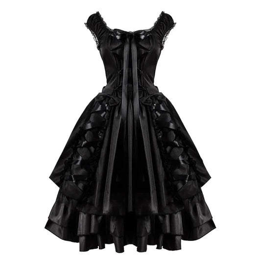 Victorian Black Gothic Lolita Costume Party Dress