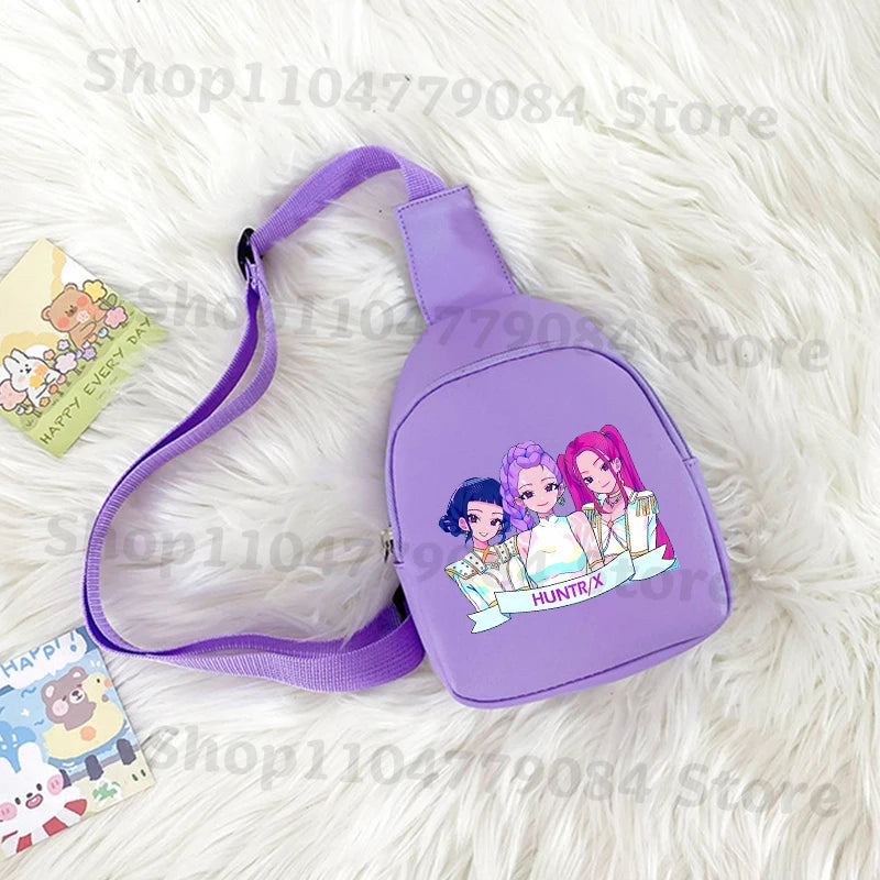 Kpop Demon Hunters Kawaii Chest Pack Rumi Huntrix Backpack Kids Shoulder Bag Pouch