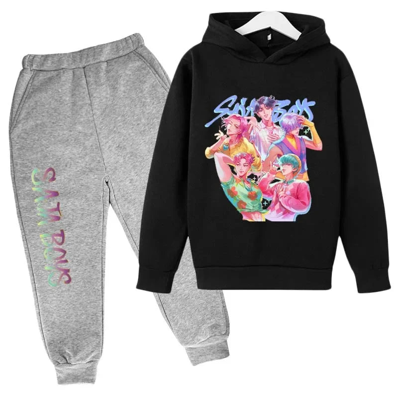 SAJA BOYS Children's Clothing KPop Demon Hunters Tracksuit Joggers Top Jumper K-Pop Merch