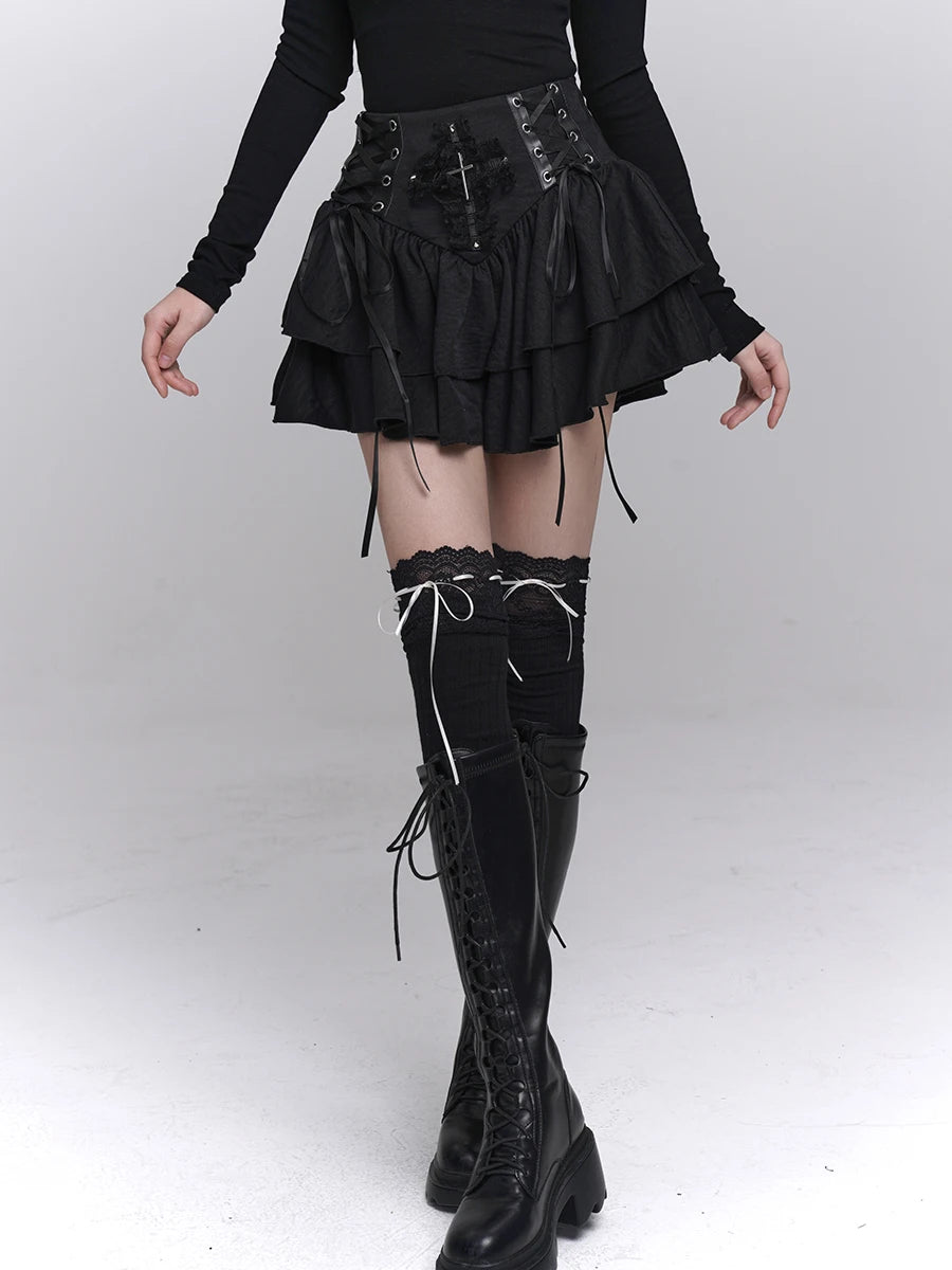 Sexy Black Gothic Mini Rara Skirt