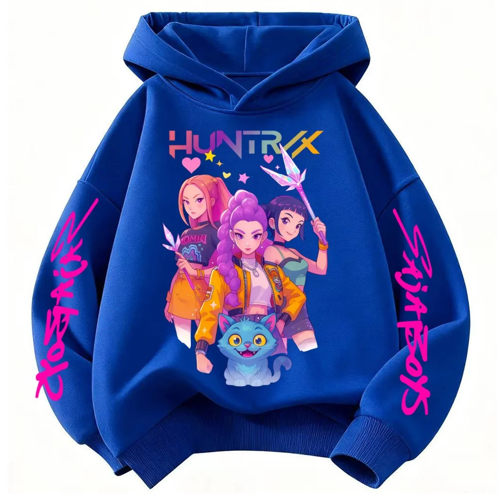 KPOP Demon Hunters Rumi Mira Zoey Hoodie Jumper Hooded Sweatshirt Clothes Huntrix
