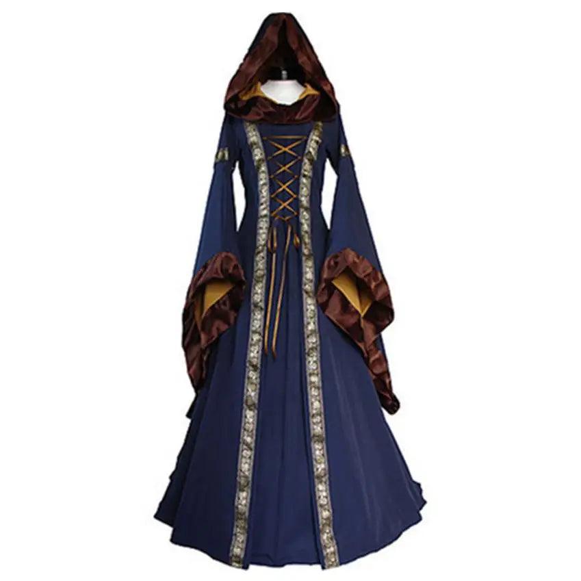 Pagan Ceremonial Medieval Gown Gothic Princess Hooded Long Dress