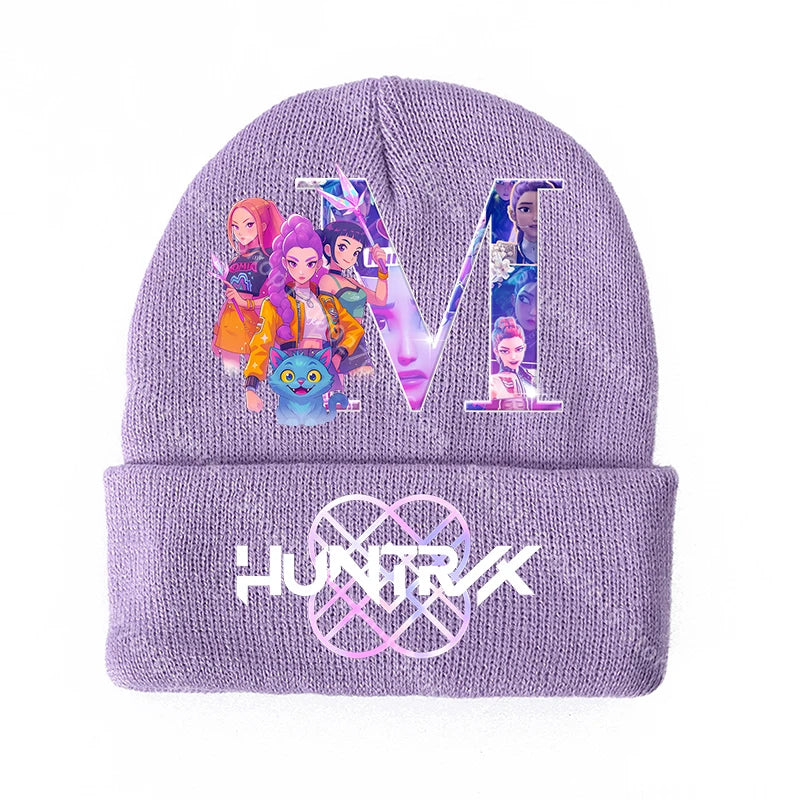 K Pop Demon Hunters Merch Gifts Girls Knitted Winter Hats Huntrix Beanie Personalised Cap Kpop Rumi Mira Zoey