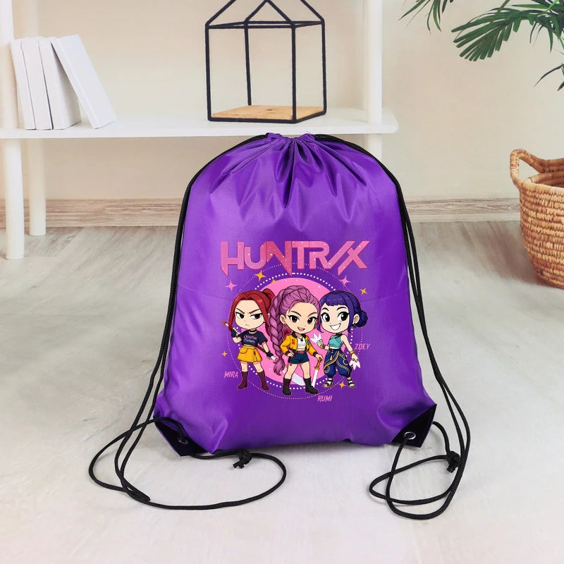 KPop Demon Hunters Kids Drawstring Bag Swimming Bag PE Kit Sports Huntrix School