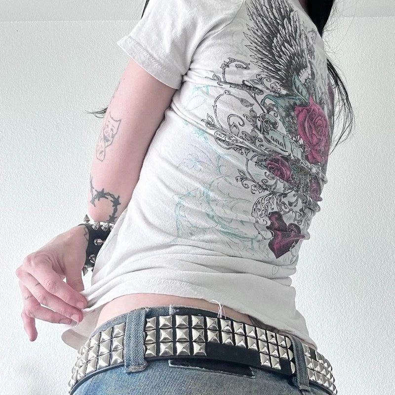 Gothic Roses Wings Vintage 90s TShirt
