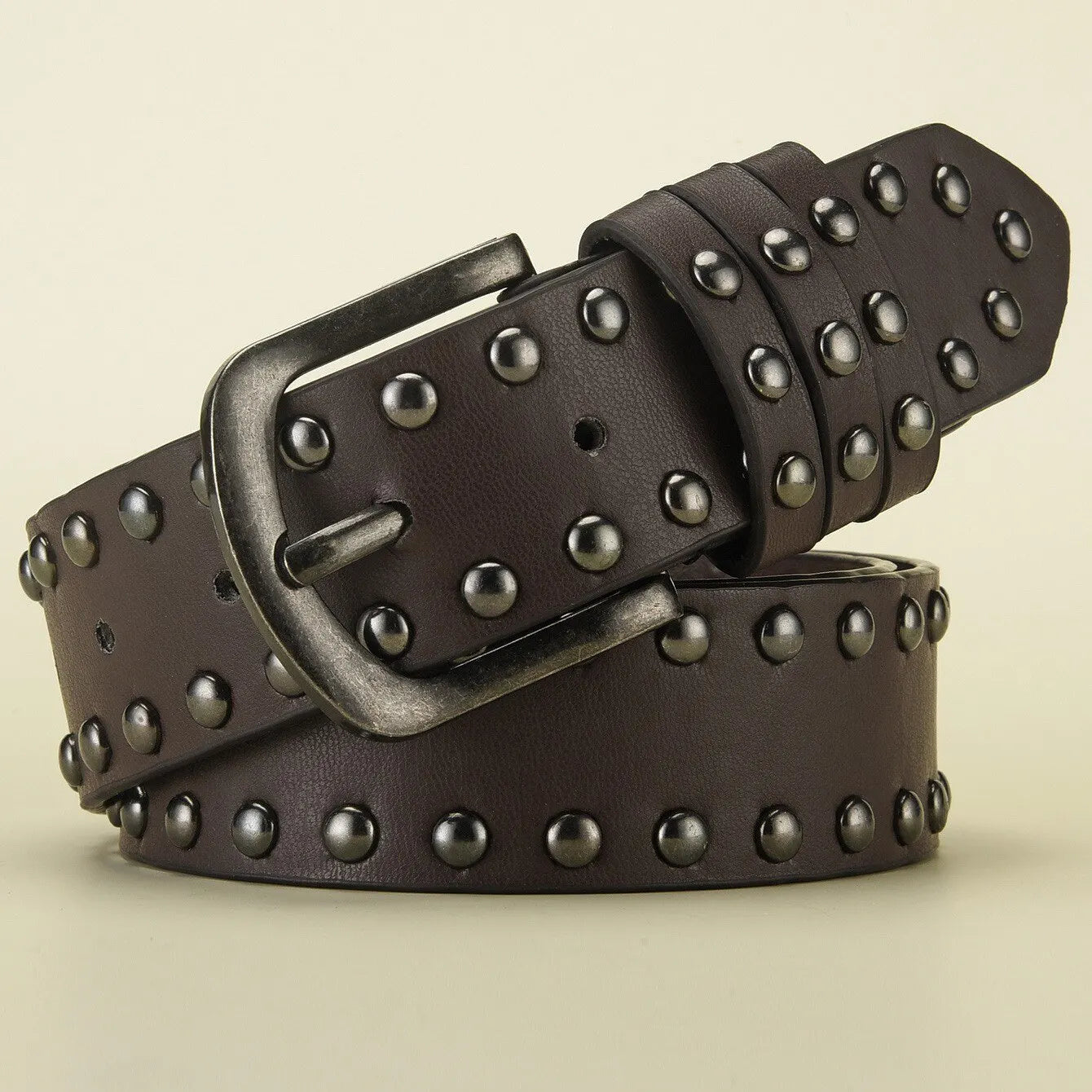Red Black White Punk Emo Goth Studded Rivet Belt Punk Hip Hop Rock Jeans Belt PU Leather Unisex Men Women