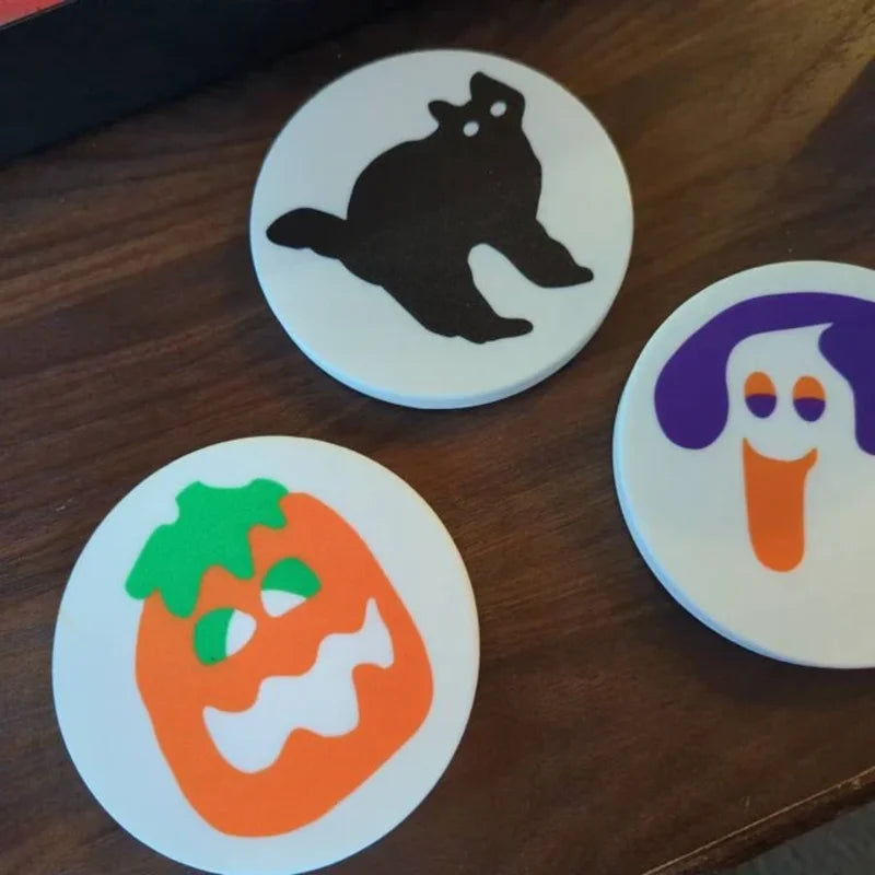3-pack Spooky Pumpkin Sugar Cookie Drinks  Coasters Gifts Home Decor Halloween