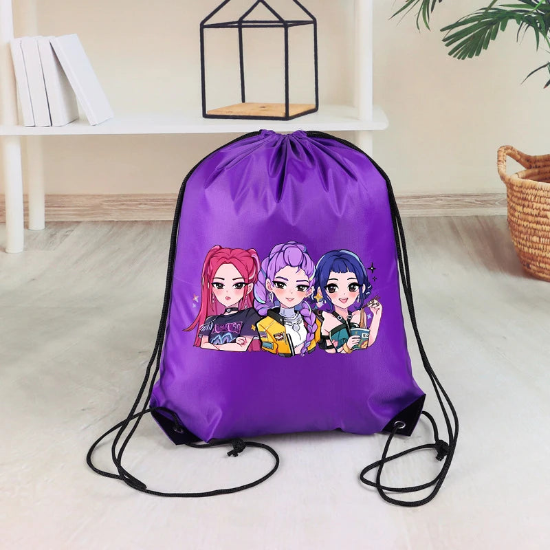 KPop Demon Hunters Kids Drawstring Bag Swimming Bag PE Kit Sports Huntrix School